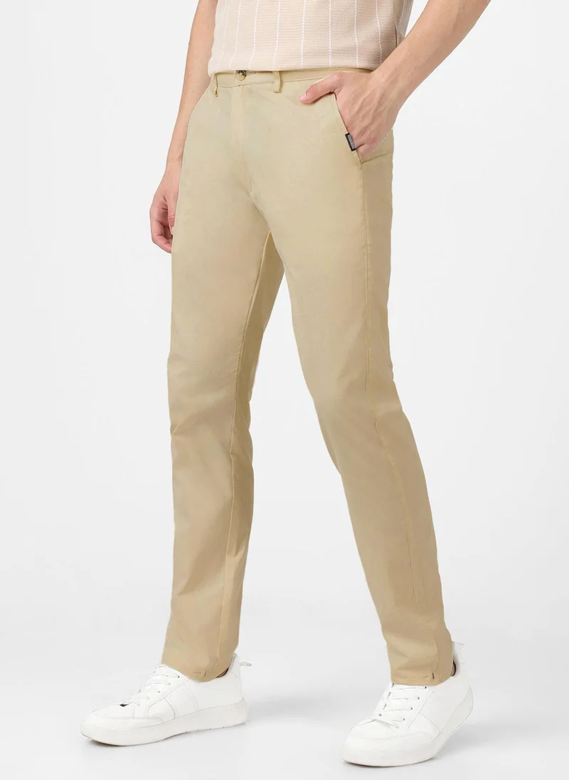 Urbano Fashion  Urbano Fashion Men's Cream Cotton Slim Fit Casual Chinos Trousers for Men | Best Price UAE